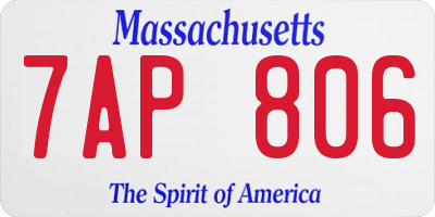 MA license plate 7AP806