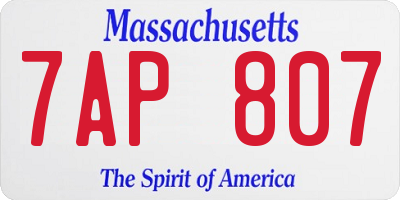 MA license plate 7AP807