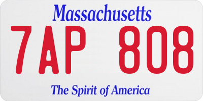 MA license plate 7AP808
