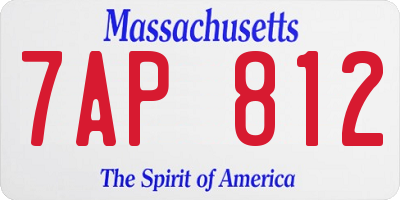 MA license plate 7AP812