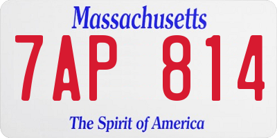 MA license plate 7AP814