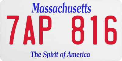 MA license plate 7AP816