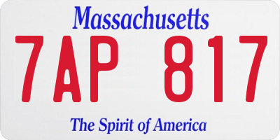 MA license plate 7AP817