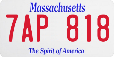 MA license plate 7AP818