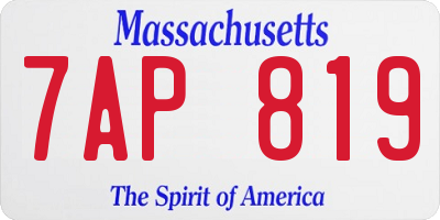 MA license plate 7AP819
