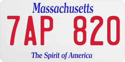 MA license plate 7AP820