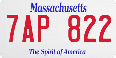 MA license plate 7AP822