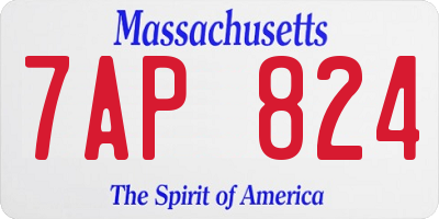 MA license plate 7AP824