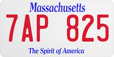 MA license plate 7AP825