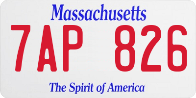 MA license plate 7AP826