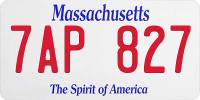 MA license plate 7AP827