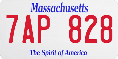 MA license plate 7AP828