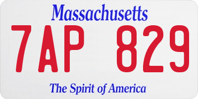 MA license plate 7AP829