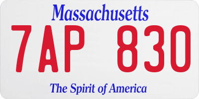 MA license plate 7AP830