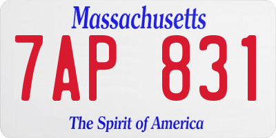 MA license plate 7AP831