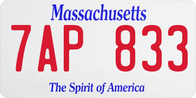 MA license plate 7AP833