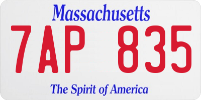 MA license plate 7AP835