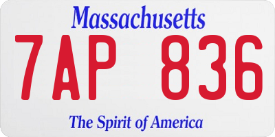 MA license plate 7AP836