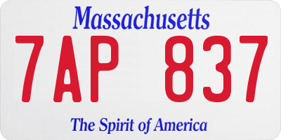 MA license plate 7AP837