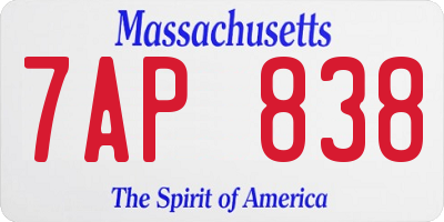 MA license plate 7AP838