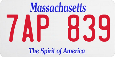 MA license plate 7AP839