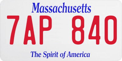 MA license plate 7AP840