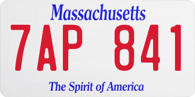 MA license plate 7AP841