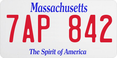 MA license plate 7AP842