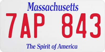 MA license plate 7AP843
