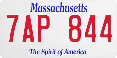 MA license plate 7AP844