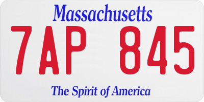 MA license plate 7AP845