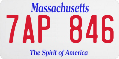 MA license plate 7AP846