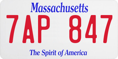 MA license plate 7AP847