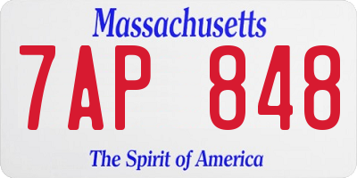 MA license plate 7AP848