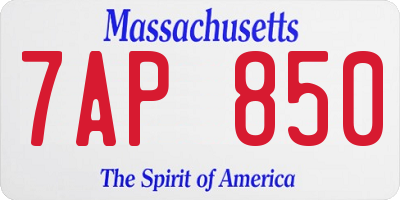 MA license plate 7AP850