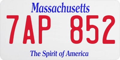 MA license plate 7AP852