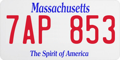 MA license plate 7AP853