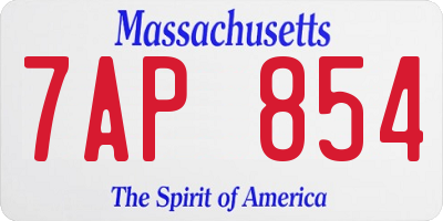 MA license plate 7AP854