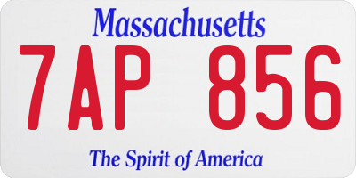 MA license plate 7AP856