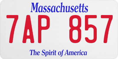 MA license plate 7AP857