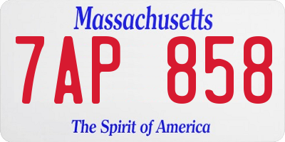 MA license plate 7AP858