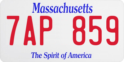 MA license plate 7AP859