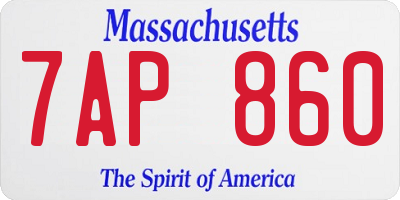 MA license plate 7AP860