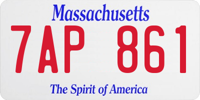MA license plate 7AP861