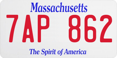 MA license plate 7AP862
