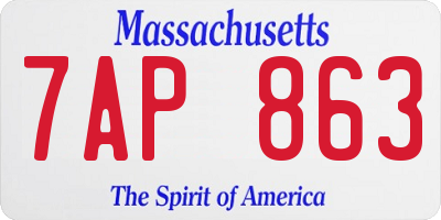 MA license plate 7AP863