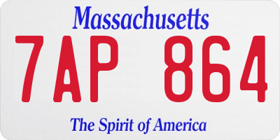 MA license plate 7AP864