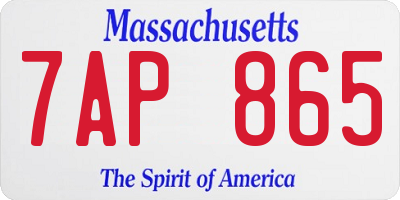 MA license plate 7AP865