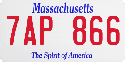 MA license plate 7AP866
