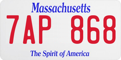 MA license plate 7AP868